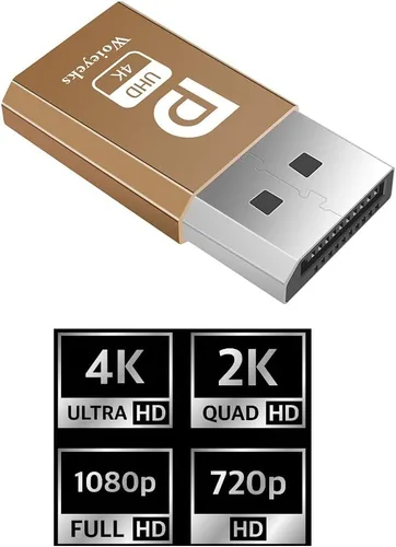 Vista 5 de Enchufe ficticio DisplayPort 4K, emulador de pantalla fantasma sin cabeza, compatible con emulador EDID, 1080 @60 Hz-3840 x 2160 @17 Hz, paquete de 2
