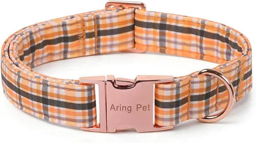 Vista 242 de Aring Pet Collar de algodón, ligero y ajustable, con hebilla de liberación rápida, para perros pequeños, medianos y grandes, para cachorros, S, Hoja