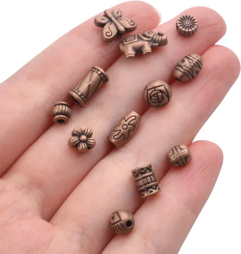 Vista 4 de BronaGrand 3.53 oz (alrededor de 150-200 piezas) cuentas espaciadoras de cobre antiguo, espaciadores de cuentas, accesorios para pulseras, collares