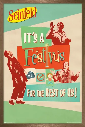 Vista 15 de Trends International Seinfeld - Póster de pared Festivus, 14.725 x 22.375 pulgadas, versión enmarcada de madera de granero