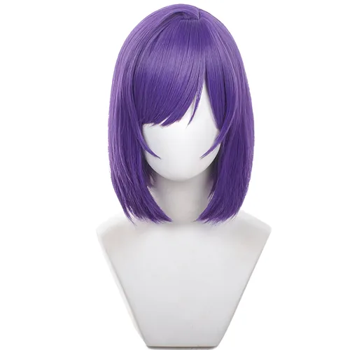 Vista 17 de Pelucas de anime verde oscuro para hombre, peluca corta y recta con flequillo para mujer, peluca COS para Halloween, Navidad, cómic, transmisión