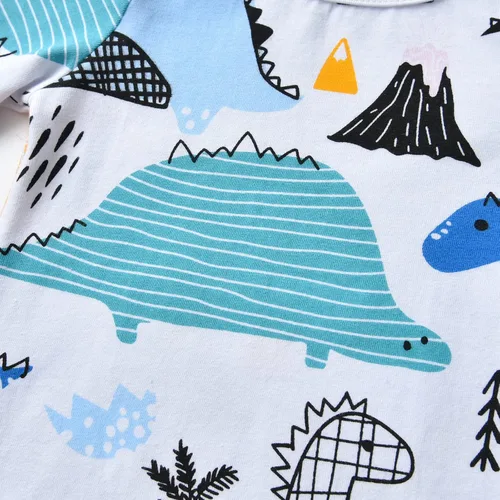 Vista 9 de Conjunto de 3 piezas de ropa de bebé recién nacido con estampado de manga larga + pantalones + sombrero