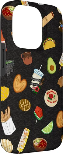 Vista 3 de Funda para iPhone 14 Pro Black Antojitos Mexican Food Latino Tacos Pan Dulce