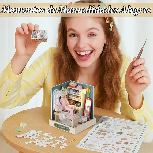 Vista 5 de Flever Kit de casa de muñecas en miniatura para bricolaje, habitación creativa con muebles para un regalo romántico de San Valentín