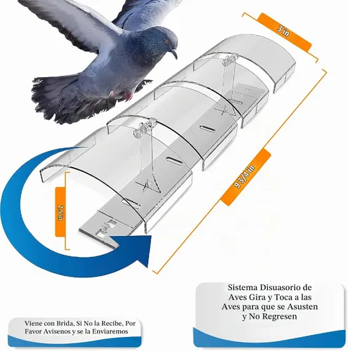 Vista 2 de Sistema disuasorio de pájaros, policarbonato resistente a los rayos UV, a prueba de palomas sin crueldad, de larga duración, adecuado para balcones