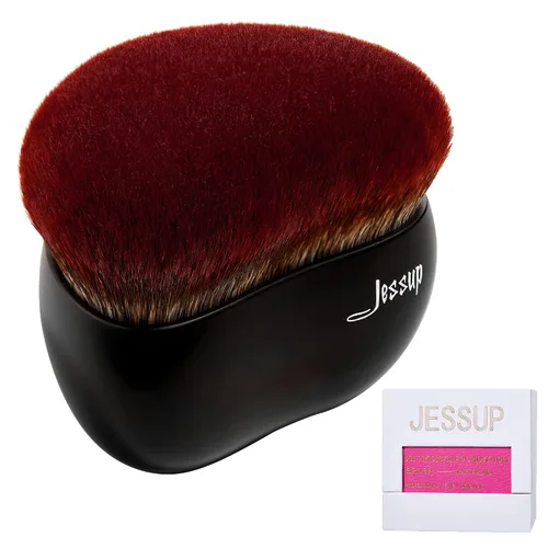 Vista 12 de Jessup Kabuki - Juego de 4 brochas esenciales para la cara, para base de contorno de rubor e iluminador, fibra sintética ultrasuave, libre