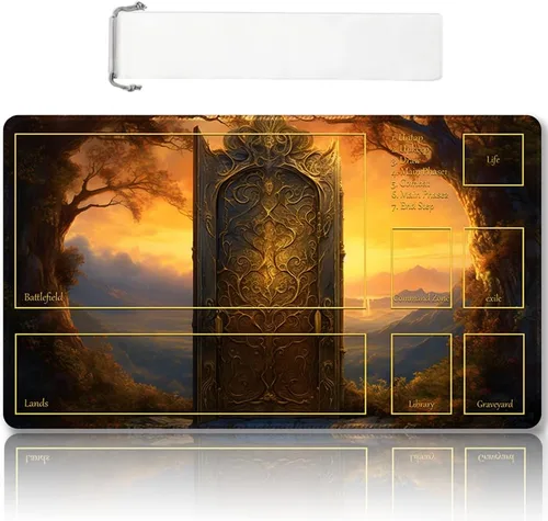 Vista 9 de Tapete de juego MTG cosido de alta calidad con zonas y parte trasera de goma antideslizante, tapete de juego TCG para MTG y otros juegos de cartas