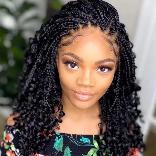Vista 26 de Goddess Box Braids 1B3330 - Trenzas de ganchillo bohemias de 10 pulgadas para mujeres negras, paquete de 7 paquetes de trenzas bohemias preenlazadas