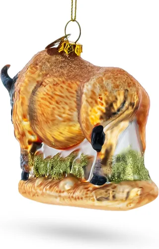 Vista 3 de Wild Frontier: Majestic Bison - Adorno navideño de vidrio soplado