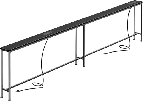 Vista 19 de SUPERJARE - Mesa de sofá de 79 pulgadas con 2 tomas de corriente y puertos USB-C, mesa consola estrecha de 5.9 pulgadas con almacenamiento, mesa