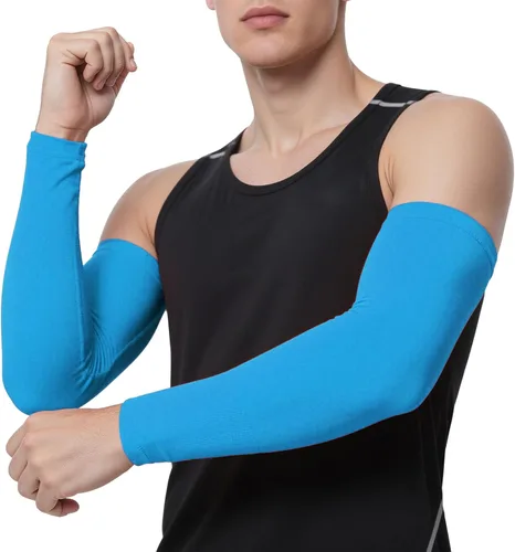 Vista 12 de TOPTIE 1 par de mangas de brazo para hombres y mujeres, manga de compresión 1 par Blanco