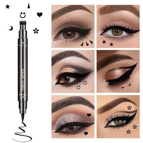 Vista 3 de LOKFAR Juego de 6 delineadores de ojos líquidos de doble cara, delineadores de ojos para mujer, impermeables, delineadores de ojos negros