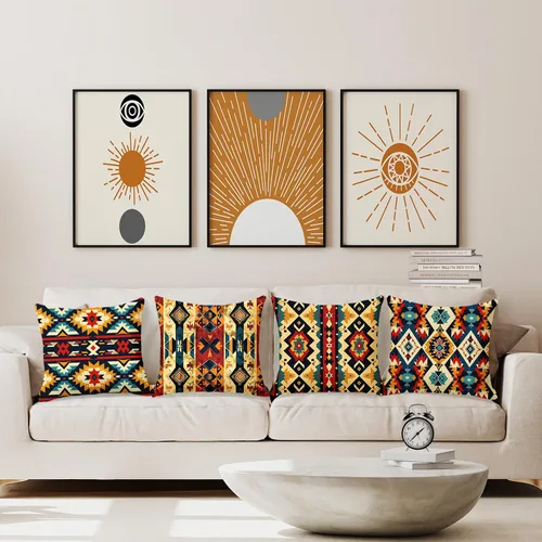 Vista 3 de Southwestern - Juego de 4 fundas de almohada de 18 x 18 pulgadas, almohadas decorativas geométricas aztecas bohemias para sofá, fundas de cojín