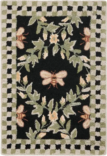 Vista 3 de SAFAVIEH Chelsea Collection - Alfombra decorativa de 1 pies 8 pulgadas x 2 pies 6 pulgadas, color negro, lana de campo francesa enganchada a mano