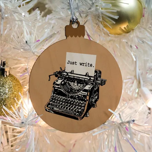 Vista 5 de GRAPHICS & MORE Just Write - Adorno de madera para árbol de Navidad