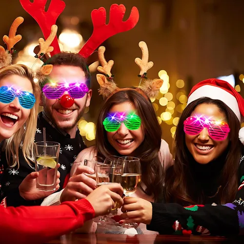 Vista 6 de SHQDD 38 lentes LED, anteojos iluminados, 5 colores, 3 modos de luz, suministros de fiesta que brillan en la oscuridad, recuerdos de fiesta de neón