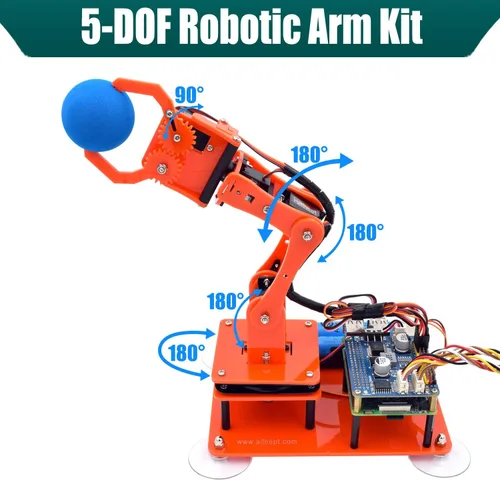 Vista 7 de Adeept Kit de brazo robótico 5-DOF compatible con Raspberry Pi 4 B 3 B+ B A+, programable DIY Codificación STEM Educativa 5 Axis Robot Arm