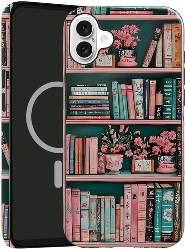 Vista 22 de Funda compatible con iPhone 13, compatible con MagSafe, funda híbrida de 2 capas con prevención de caídas brillante para niñas y niños, arte floral