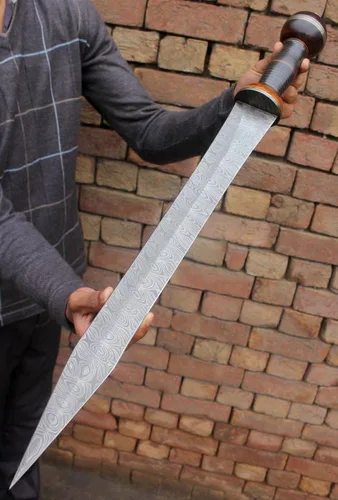 Vista 6 de MUÑECA griega de acero de Damasco personalizada/espada/daga/espada gladiosa de 27 pulgadas de largo