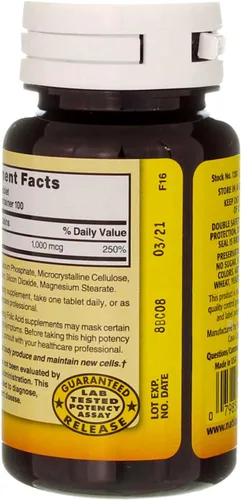 Vista 3 de Nature`s Blend - Tabletas de ácido fólico de 1000 mcg, 100 unidades (paquete de 2)
