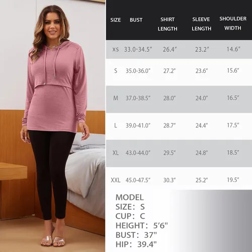Vista 25 de GINKANA Sudadera con capucha para mujer, manga larga, lactancia materna, ropa casual