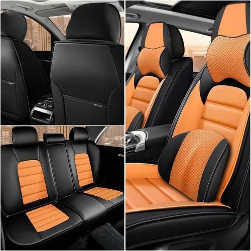 Vista 2 de Fundas de asiento de automóvil de lujo para Land Rover Defender 2020-2023, funda de asiento de piel sintética impermeable, suave, transpirable