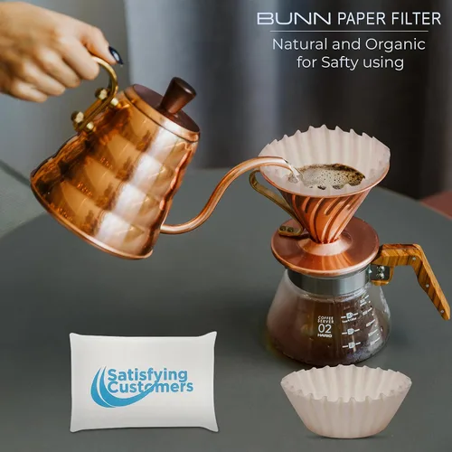 Vista 2 de BUNN Filtro de café – Paquete de 4 – 100 piezas por paquete – Más alto – Forro inferior plano – Papel de calidad para la mayoría de cafeteras