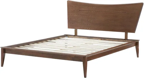 Vista 4 de Marco de cama de plataforma, tamaño King, madera, nogal marrón, contemporáneo moderno, dormitorio principal suite de invitados