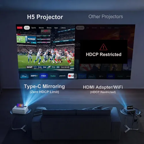Vista 4 de Proyector inteligente con Wi-Fi y Bluetooth, proyector de video de soporte Blanco