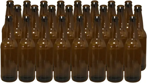 Vista 3 de Botellas de cuello largo ámbar con tapa de corona de 12 onzas, caja de 24