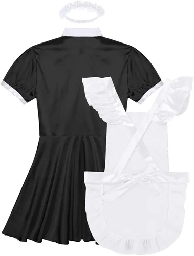 Vista 4 de Daenrui Vestido de cosplay de satén brillante para hombre, ropa de dormir