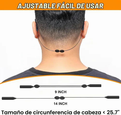 Vista 7 de Yeahxing - Correa para lentes de sol para hombre, paquete de 4 correas de 12 pulgadas con retenedor para el oído, retenedor de gafas, anticola