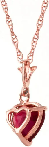 Vista 2 de Galaxy Gold GG Collar de oro rosa macizo de 14 quilates con forma de corazón de rubí hecho a mano con oro macizo y piedra preciosa auténtica.