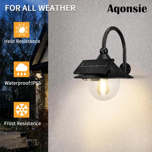 Vista 5 de Luz solar de granero para exteriores con 3 modos de iluminación y detección de movimiento, luz vintage de montaje en pared, luz de pared impermeable