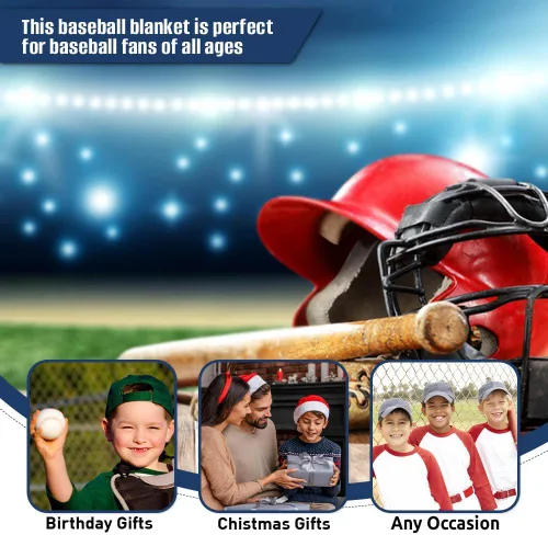 Vista 4 de TEEMAN Manta de béisbol personalizada para niño, regalos de noche de béisbol para adultos mayores 2024, manta de bandera estadounidense, regalos
