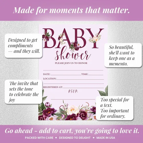 Vista 9 de AmandaCreation - Invitaciones florales para baby shower, 20 tarjetas de relleno de 5 x 7 pulgadas con veinte sobres blancos