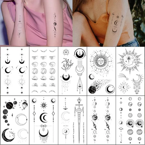 Vista 4 de Tatuajes temporales de flores realistas, 10 piezas pequeñas extraíbles de hojas botánicas para mujeres