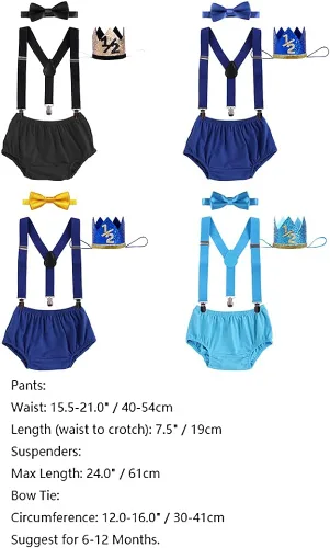Vista 7 de IDOPIP Conjunto de ropa de mi cumpleaños de 12 para niño y bebé de medio camino a un pastel para aplastar fotos accesorios de fotos con tirantes