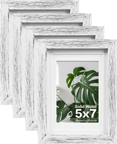 Vista 131 de Egofine - Juego de 4 portarretratos A4 de madera maciza y cubierta de plexiglás de 4 x 6/6 x 8 pulgadas con paspartú o A4 sin paspartú, para mesa