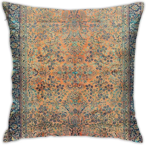 Vista 9 de Alfombra de seda persa antigua con estampado de 11 fundas de almohada de terciopelo suave, funda de cojín decorativa para decoración del hogar, sala