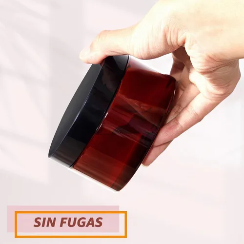 Vista 5 de Paquete de 24 tarros de PET ámbar de 10 onzas con tapas negras y etiquetas Ámbar con tapa negra