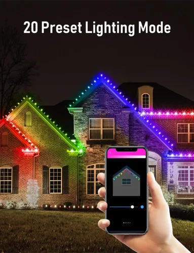 Vista 4 de Guirnalda de luces C9 para Navidad personalizada, 33 pies, 50 LED, controladas por aplicación, cambio de color, control de grupo, luces de cadena