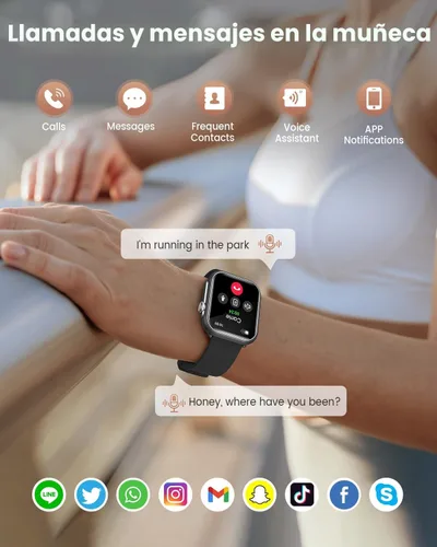 Vista 3 de Relojes inteligentes de 1.83 "para mujeres y hombres, reloj de fitness 5ATM Negro