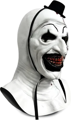 Vista 3 de Terrifier Art the Clown Mask Scary Bloody Halloween Cosplay Mask Killer Joker Masquerade Costume Props para adultos