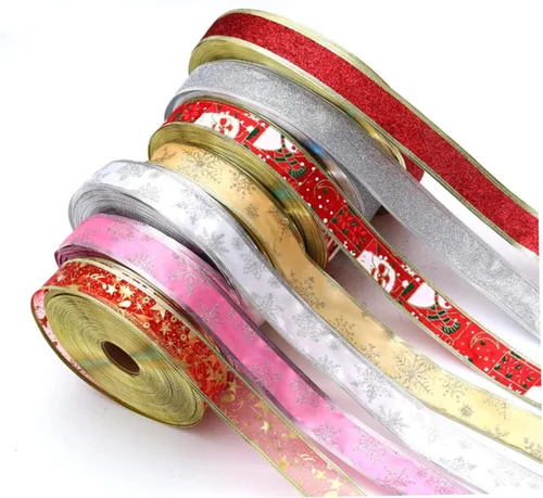 Vista 4 de TEHAUX 12pcs Chic Christmas Ribbons Each Silver Glitter for Crafts Wrapping and Holiday Decorations