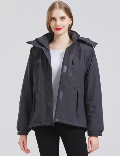 Vista 2 de ELLSWOS - Abrigos de invierno para mujer, resistentes al agua, chaqueta de esquí, abrigos cálidos para la nieve, cortavientos, impermeable