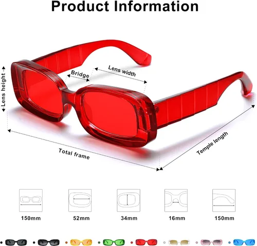 Vista 5 de VANLINKER Y2K - Gafas de sol rectangulares de moda para mujeres y hombres gafas retro de los años 90 marcos cuadrados gruesos protección UV400 VL9673