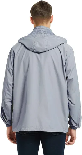 Vista 9 de Chaqueta impermeable cortavientos ligera para hombre con capucha extraíble
