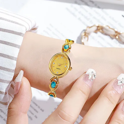 Vista 4 de Reloj para mujer, pulsera vintage pequeña, esfera ovalada, impermeable, de cuarzo, vestido de mesa