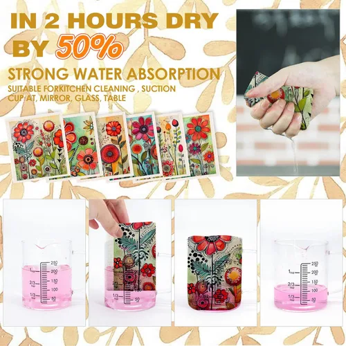 Vista 4 de Juego de 6 paños de cocina de flores primaverales, de secado rápido, absorbentes
